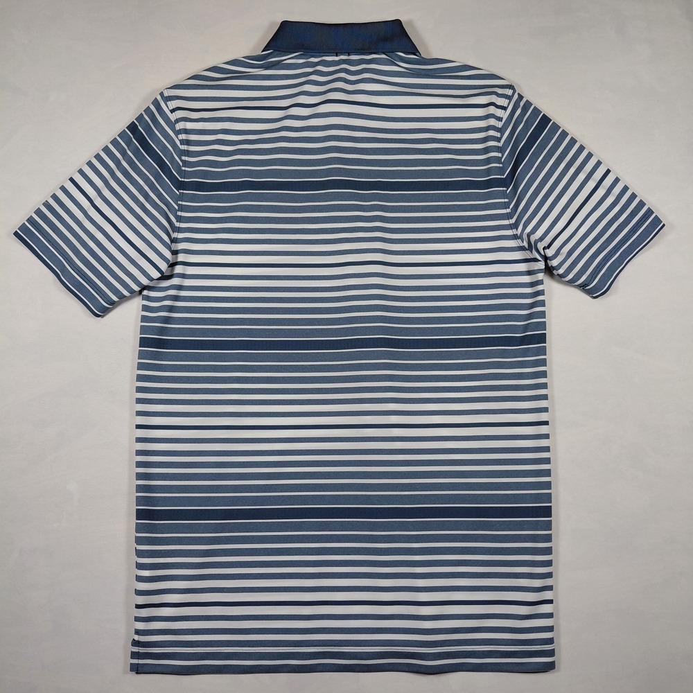 Nike Golf Mens Dri-Fit RSU Tiger Logo Striped Polo Shirt Blue White Size M - Picture 6 of 11